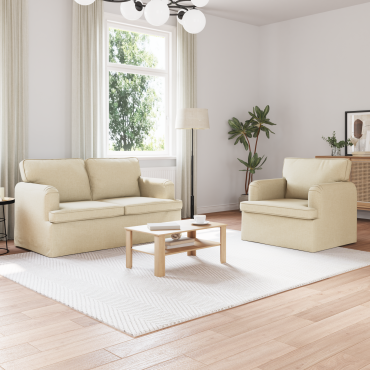 vidaXL Σετ Καναπέ 2 τεμ. Κρεμ ύφασμα 144x80x85cm  Διθέσιος