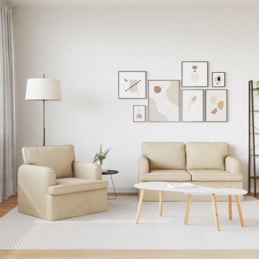 vidaXL Σετ Καναπέ 2 τεμ. Κρεμ ύφασμα 144x80x85cm  Διθέσιος