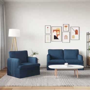 vidaXL Σετ Καναπέ 2 τεμ. Μπλε ύφασμα 144x80x85cm  Διθέσιος