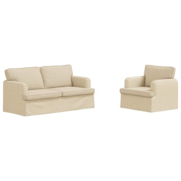 vidaXL Σετ Καναπέ 2 τεμ. Κρεμ ύφασμα 162x80x85cm  Διθέσιος