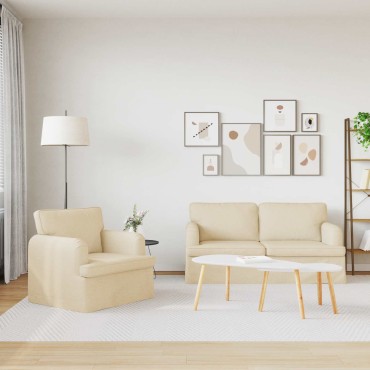 vidaXL Σετ Καναπέ 2 τεμ. Κρεμ ύφασμα 162x80x85cm  Διθέσιος