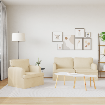 vidaXL Σετ Καναπέ 2 τεμ. Κρεμ ύφασμα 162x80x85cm  Διθέσιος