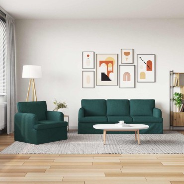 vidaXL Σετ Καναπέ 2 τεμ. Σκούρο Πράσινο ύφασμα 201x80x85cm  Διθέσιος