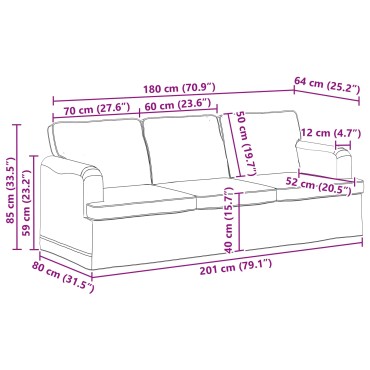 vidaXL Σετ Καναπέ 2 τεμ. Σκούρο Πράσινο ύφασμα 201x80x85cm  Διθέσιος