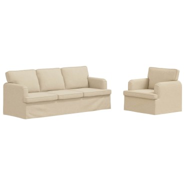 vidaXL Σετ Καναπέ 2 τεμ. Κρεμ ύφασμα 201x80x85cm  Διθέσιος