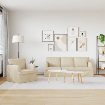 vidaXL Σετ Καναπέ 2 τεμ. Κρεμ ύφασμα 201x80x85cm  Διθέσιος
