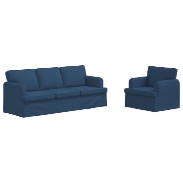 vidaXL Σετ Καναπέ 2 τεμ. Μπλε ύφασμα 201x80x85cm  Διθέσιος