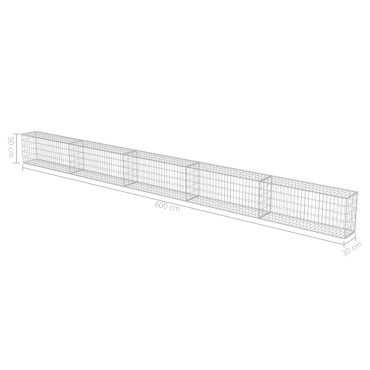 vidaXL Συρματοκιβώτιο Τοίχος 600x30x50cm Γαλβαν.Χάλυβας + Καλύμματα