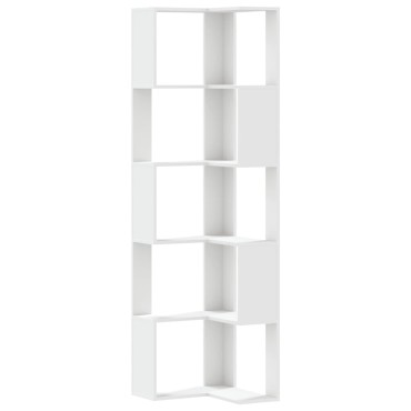 vidaXL Βιβλιοθήκη Γωνιακή 5 Επ. Λευκή 50x50x179cm Επεξ. Ξύλο 1 τεμ.