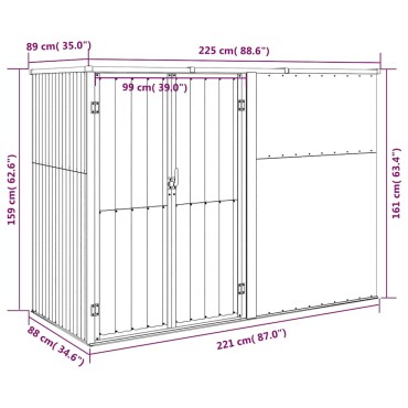 vidaXL Αποθήκη Εργαλείων Κήπου Ανθρακί 225x89x161 εκ. Γαλβαν. Ατσάλι