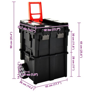 vidaXL Εργαλειοθήκη Τροχήλατη με Χερούλι 45 x 36 x 90 εκ.