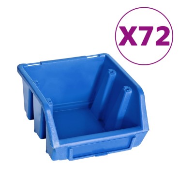 vidaXL Σκαφάκια Αποθήκευσης Σετ 128 τεμ. Μπλε/Μαύρα με Πάνελ Τοίχου