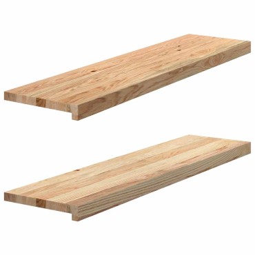 vidaXL Πατάκια Σκάλας 2 τεμ. 100x25x2 εκ. Ακατέργαστο Μασίφ Ξύλο Δρυός