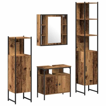 vidaXL Σετ Επίπλων Μπάνιου 4 τεμ. Παλιό Ξύλο 33x33x185,5 εκ