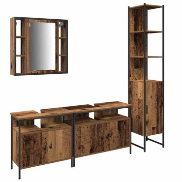 vidaXL Σετ Επίπλων Μπάνιου 4 τεμ. Παλιό Ξύλο 33x33x185,5 εκ