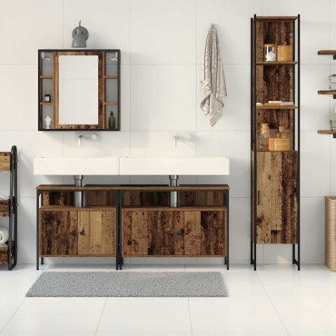 vidaXL Σετ Επίπλων Μπάνιου 4 τεμ. Παλιό Ξύλο 33x33x185,5 εκ