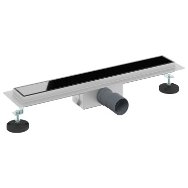 vidaXL Εκροή ντους με γυάλινη επικάλυψη Μαύρο 60 cm