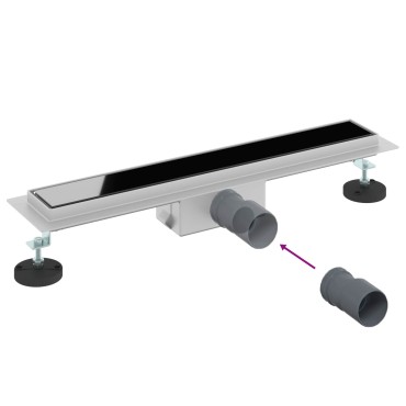 vidaXL Εκροή ντους με γυάλινη επικάλυψη Μαύρο 60 cm