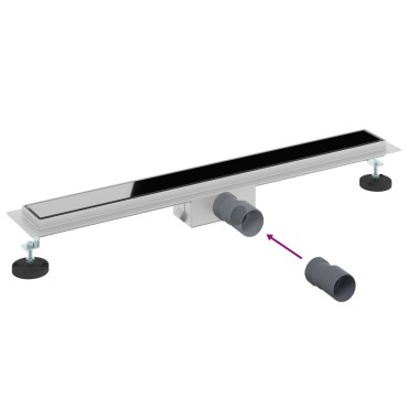 vidaXL Εκροή ντους με γυάλινη επικάλυψη Μαύρο 70 cm