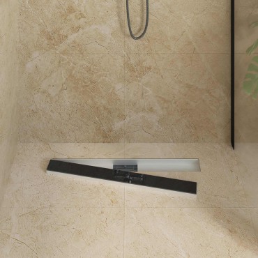vidaXL Εκροή ντους με γυάλινη επικάλυψη Μαύρο 80 cm