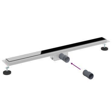 vidaXL Εκροή ντους με γυάλινη επικάλυψη Μαύρο 90 cm