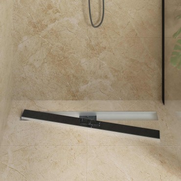 vidaXL Εκροή ντους με γυάλινη επικάλυψη Μαύρο 90 cm