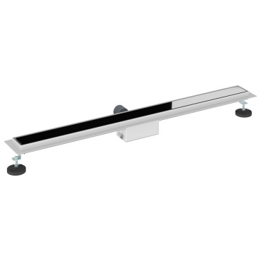 vidaXL Εκροή ντους με γυάλινη επικάλυψη Μαύρο 90 cm