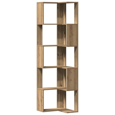 vidaXL Βιβλιοθήκη Γωνιακή 5 Επ. Αρτισιανή Δρυς 50x50x179cm Επεξ. Ξύλο 1 τεμ.