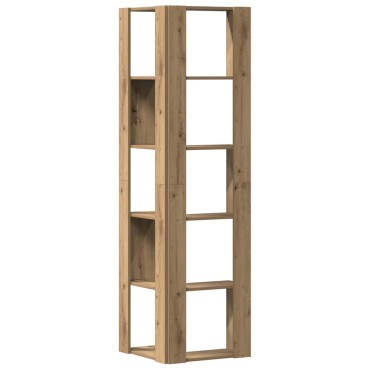 vidaXL Βιβλιοθήκη Γωνιακή 5 Επ. Αρτισιανή Δρυς 50x50x179cm Επεξ. Ξύλο 1 τεμ.