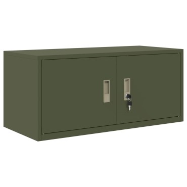 vidaXL Ντουλάπι αποθήκευσης Ελιά Πράσινη 90x40x40cm Ατσάλι 1 τεμ.