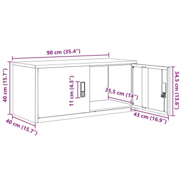 vidaXL Ντουλάπι αποθήκευσης Ελιά Πράσινη 90x40x40cm Ατσάλι 1 τεμ.