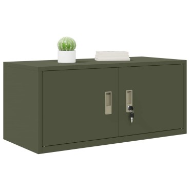 vidaXL Ντουλάπι αποθήκευσης Ελιά Πράσινη 90x40x40cm Ατσάλι 1 τεμ.