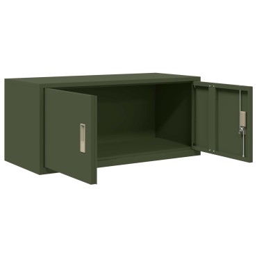 vidaXL Ντουλάπι αποθήκευσης Ελιά Πράσινη 90x40x40cm Ατσάλι 1 τεμ.