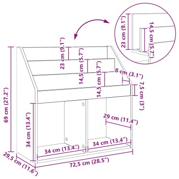 vidaXL Βιβλιοθήκη Παιδιών Λευκό 72,5x29,5x69cm Επεξεργασμένο Ξύλο 1 τεμ.