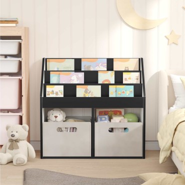 vidaXL Βιβλιοθήκη Παιδιών Μαύρο 72,5x29,5x69cm Επεξεργασμένο Ξύλο 1 τεμ.