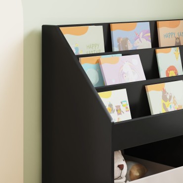 vidaXL Βιβλιοθήκη Παιδιών Μαύρο 72,5x29,5x69cm Επεξεργασμένο Ξύλο 1 τεμ.