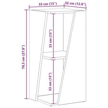 vidaXL Πλευρικό Ράφι 33x32x70,5cm Επεξεργασμένο Ξύλο