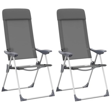 vidaXL Καρέκλες Camping Πτυσσόμενες 2 τεμ. Γκρι από Αλουμίνιο