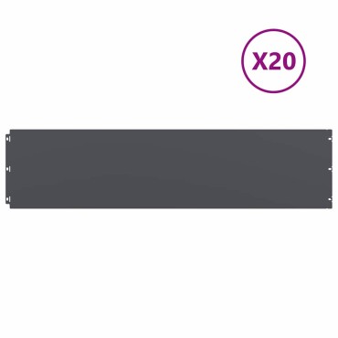 vidaXL Περιφράξεις γκαζόν 20 τεμάχια Ανθρακί από χάλυβα ψυχρής έλασης