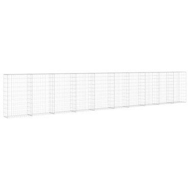 vidaXL Συρματοκιβώτιο Τοίχος 600x30x100cm Γαλβαν.Χάλυβας + Καλύμματα