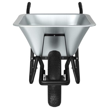 vidaXL Τροχόσπιτο Ασημί και Μαύρο 100 L 150 kg Γαλβανισμένος Χάλυβας