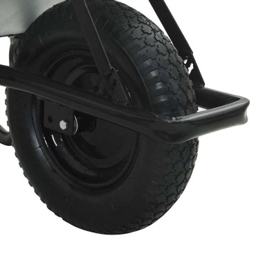 vidaXL Τροχόσπιτο Ασημί και Μαύρο 100 L 150 kg Γαλβανισμένος Χάλυβας