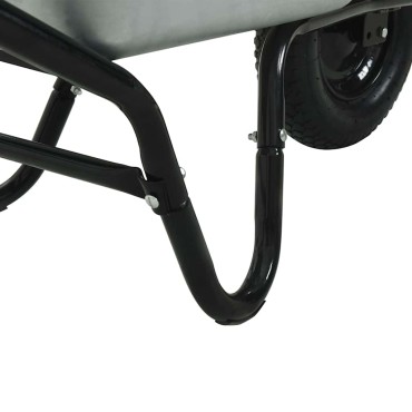 vidaXL Τροχόσπιτο Ασημί και Μαύρο 100 L 150 kg Γαλβανισμένος Χάλυβας