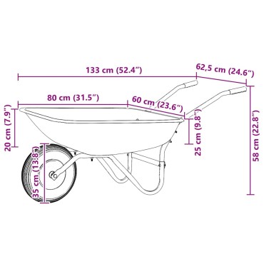 vidaXL Τροχόσπιτο Ασημί και Μαύρο 133 x 62,5 x 58 εκ Ατσάλι