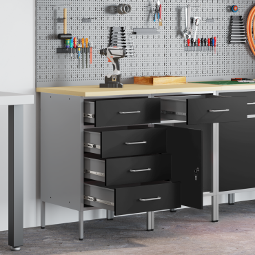 vidaXL Ντουλάπα Εργασίας 2 τμχ. Μαύρο και Γκρι 100 x 55 x 85 εκ.