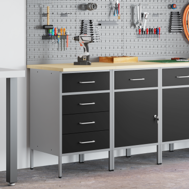 vidaXL Ντουλάπα Εργασίας 2 τμχ. Μαύρο και Γκρι 100 x 55 x 85 εκ.