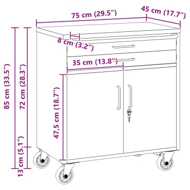 vidaXL Ντουλάπα Εργασίας 2 τμχ. Μαύρο και Γκρι 100 x 55 x 85 εκ.