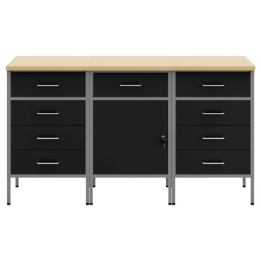 vidaXL Ντουλάπα Εργασίας 3 τμχ. Μαύρο και Γκρι 150 x 55 x 85 εκ