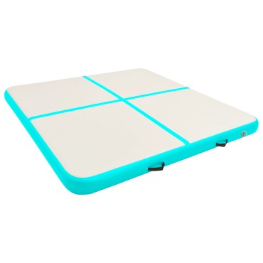 vidaXL Στρώμα Ενόργανης Φουσκωτό Πράσινο 200x200x15 εκ. PVC με Τρόμπα