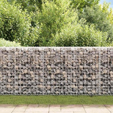 vidaXL Συρματοκιβώτιο Τοίχος 200x20x85cm Γαλβαν. Ατσάλι + Καλύμματα